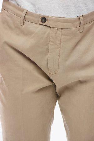 Cotton Blend Trousers with Welt Pockets