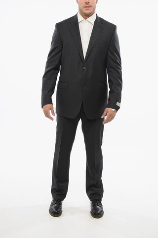 Cool Wool Suit with Glen Plaid Motif