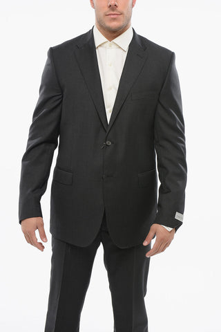 Cool Wool Suit with Glen Plaid Motif