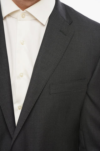 Cool Wool Suit with Glen Plaid Motif