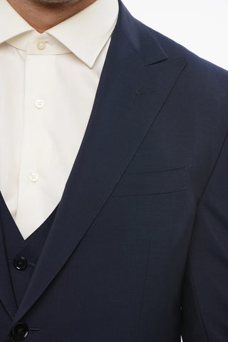Wool Blend Suit With Peak Lapel And Jetted Pockets