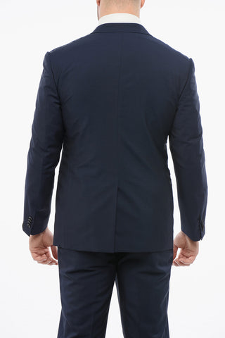 Wool Blend Suit With Peak Lapel And Jetted Pockets