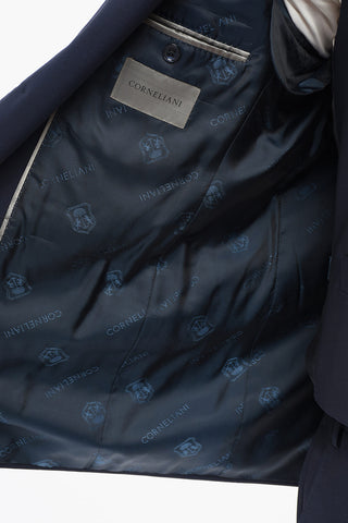 Wool Blend Suit With Peak Lapel And Jetted Pockets