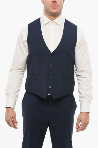 Wool Blend Suit With Peak Lapel And Jetted Pockets