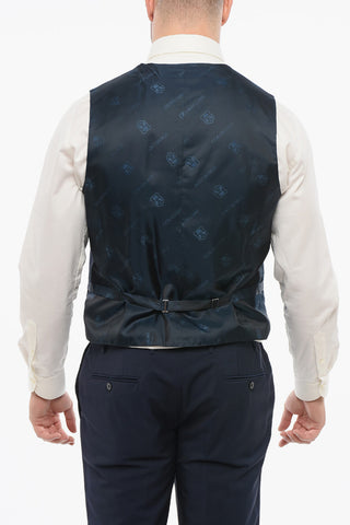 Wool Blend Suit With Peak Lapel And Jetted Pockets