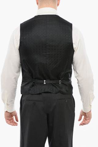 Virgin Wool Vest with Satin Buttons
