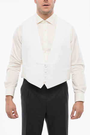 Gilet Monopetto In Cotone Ricamato 4 Bottoni