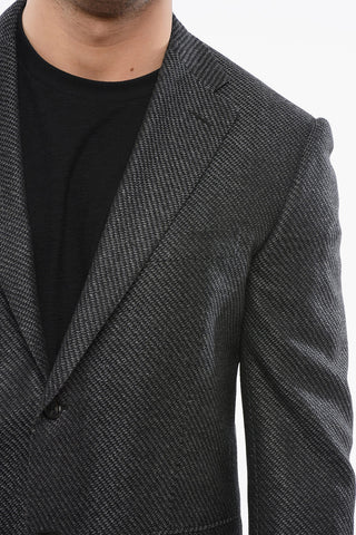Blazer in Misto Lana con Tasche ad Aletta