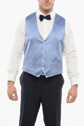 4-Button Silk Waistcoat with Welt Pockets