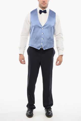4-Button Silk Waistcoat with Welt Pockets