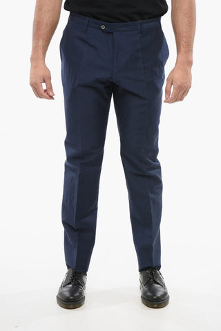 Blended Linen Bouclè Effect Pants with Four Pockets