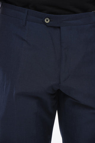 Blended Linen Bouclè Effect Pants with Four Pockets