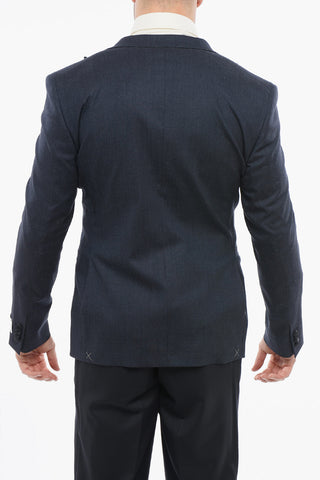 Satin Peak-Lapel Blazer with Welt Pockets