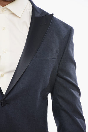 Satin Peak-Lapel Blazer with Welt Pockets
