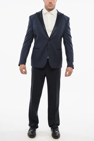 Satin Peak-Lapel Blazer with Welt Pockets