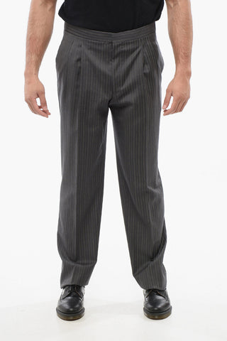 CC BROTHERS Pantaloni Gessati in Lana Vergine