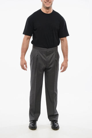 CC BROTHERS Pantaloni Gessati in Lana Vergine
