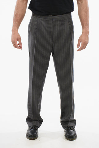 Cool Wool Pants with Striped Motif