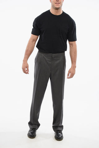 Cool Wool Pants with Striped Motif