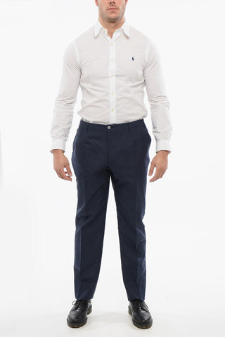 Unlined Linen-Blend Trousers with Belt Loops
