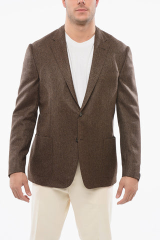 Blazer Motivo Herringbone con Tasche a Toppa