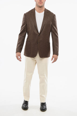 Blazer Motivo Herringbone con Tasche a Toppa