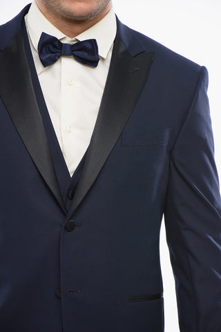 CODE Virgin Wool 3 Piece Suit With Peak Lapel