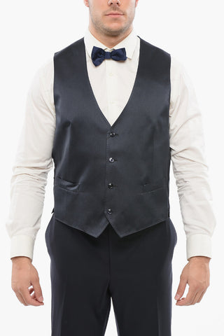 Silk Satin Vest with Slit Pocket