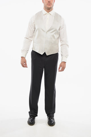 Silk 4-Button Waistcoat with Welt Pockets