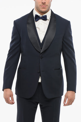 CODE Abito Tre Pezzi con Gilet in Lana Vergine Uno Spacco Collo Sciallato