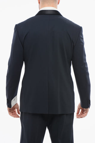 CODE Abito Tre Pezzi con Gilet in Lana Vergine Uno Spacco Collo Sciallato
