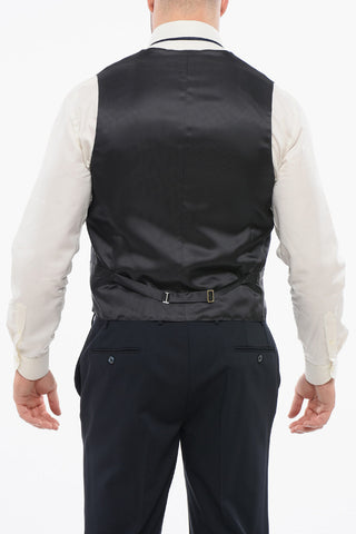 CODE Abito Tre Pezzi con Gilet in Lana Vergine Uno Spacco Collo Sciallato
