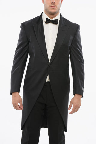 Virgin Wool Peak Lapel CERIMONIA Tail-Coat Blazer