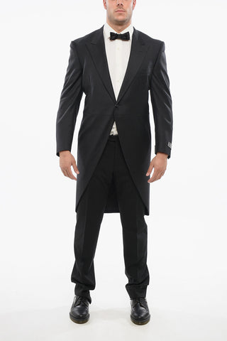 Virgin Wool Peak Lapel CERIMONIA Tail-Coat Blazer