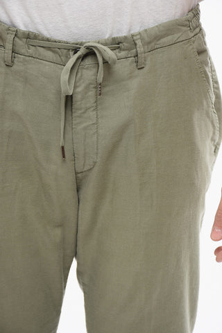 CC COLLECTION Linen Blend Pants with Drawstringed Waist