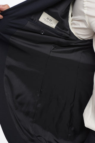 Wool Single Breasted Blazer With Flap Pockets