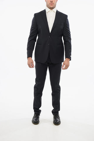 Virgin Wool Suit with Peak Lapel