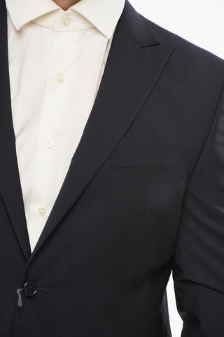 Virgin Wool Suit with Peak Lapel