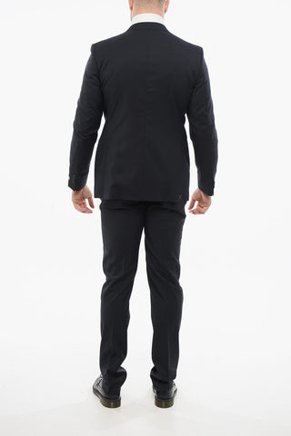 Virgin Wool Suit with Peak Lapel