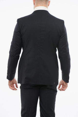 Virgin Wool Suit with Peak Lapel
