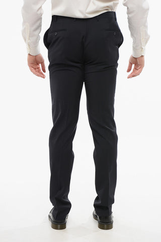 Virgin Wool Suit with Peak Lapel