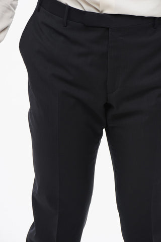 Virgin Wool Suit with Peak Lapel