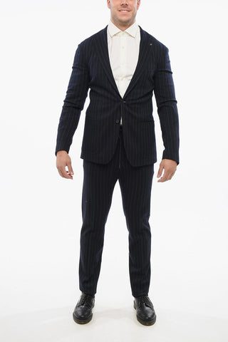 Unlined Pinstriped Suit with Drawstring