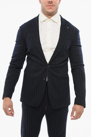 Unlined Pinstriped Suit with Drawstring