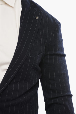 Unlined Pinstriped Suit with Drawstring