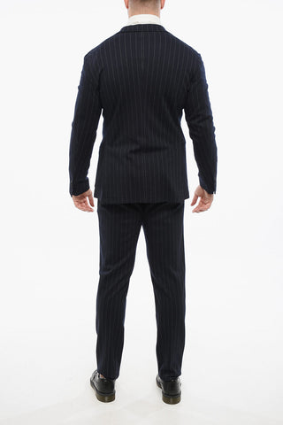 Unlined Pinstriped Suit with Drawstring