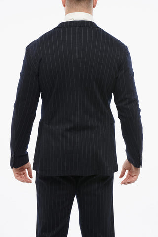 Unlined Pinstriped Suit with Drawstring