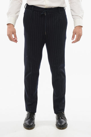 Unlined Pinstriped Suit with Drawstring