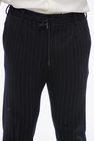 Unlined Pinstriped Suit with Drawstring