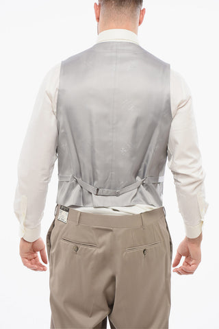 Gilet In Lana 5 Bottoni Con Tasche A Filo
